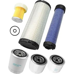 Filter Kit Fit For Kubota L2501 L2800 L3200 L3400 L3700SU L3800 HST Tractor, Air Filter, Oil Filter, Lube Filter, Fuel Filter, Hydraulic Oil Filter Kit Replaces HH164-32430 6A320-59930, 6 Pcs