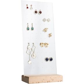 GemeShou walnut earring display for selling jewelry, wooden earring holder for studs display, small jewelry studs display board for show【Wood stand with acrylic board-Walnut】
