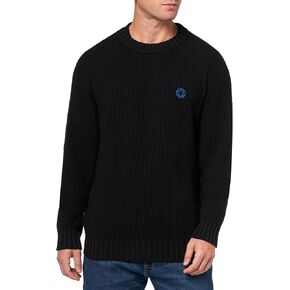 HUGO Ribbed Regular Fit Knit Sweater, Black Jade, S