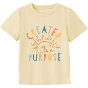 Kids Christian Shirt Toddler Created with a Purpose Shirt Boys Girls Bible Verse Religious Clothes 2-7 Years