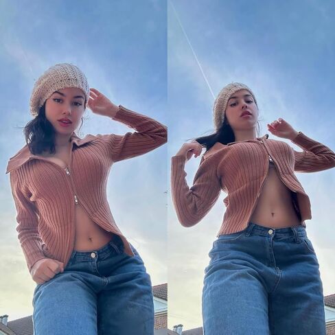 ZAFUL Women's Zip Up Sweater Long Sleeve Polo V Neck Ribbed Knit Slim Cropped Sweater Pullover Jumper Tops in Saudi Arabia