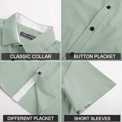 PJ PAUL JONES Mens Short Sleeve Button Down Shirts Casual Stylish Wrinkle-Free Untuckit Dress Shirt in Saudi Arabia