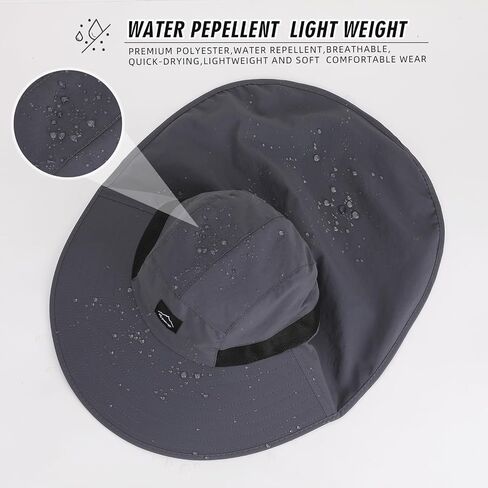 Rosoz Outdoor Sun Hat for Men Women, UPF50+ Protection Safari Cap Wide Brim Mesh Fishing Hat with Neck Flap Beach Garden in Kuwait