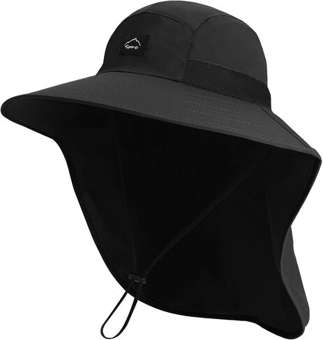 Rosoz Outdoor Sun Hat for Men Women, UPF50+ Protection Safari Cap Wide Brim Mesh Fishing Hat with Neck Flap Beach Garden in Kuwait