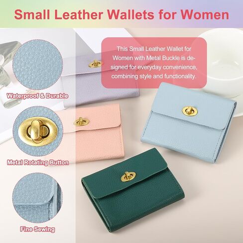 PATIKIL Small Leather Wallets for Women with Metal Buckle, Stylish Card Holder Wallet Card Case Coin Purse for Cash Business Men and Women, Red in Saudi Arabia