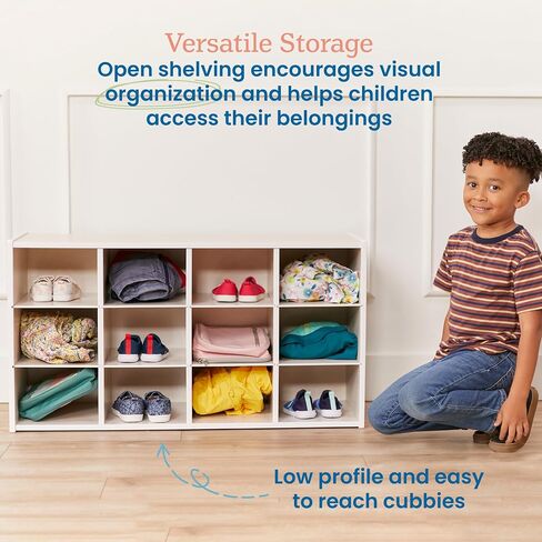 ECR4Kids Streamline 12 Cubby Tray Storage Cabinet, 3x4, Classroom Furniture, Natural in Kuwait