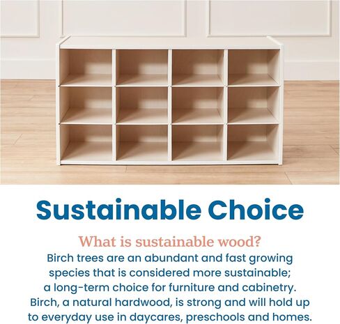 ECR4Kids Streamline 12 Cubby Tray Storage Cabinet, 3x4, Classroom Furniture, Natural in Kuwait