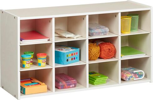 ECR4Kids Streamline 12 Cubby Tray Storage Cabinet, 3x4, Classroom Furniture, Natural in Kuwait