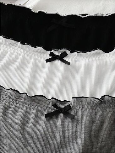 SweatyRocks Women's 3 Pack Pajama Shorts Lettuce Trim Lace underwear Lounge Shorts in Kuwait