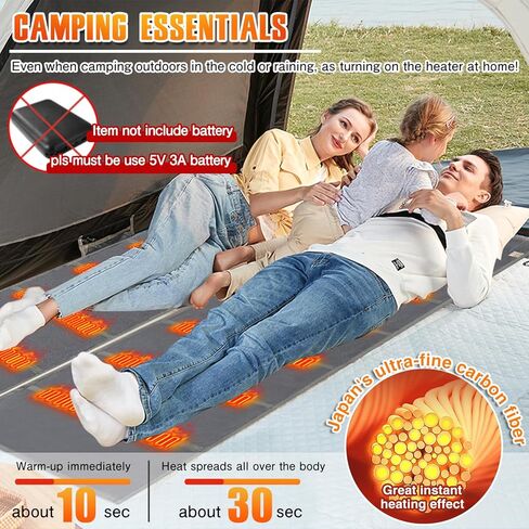 بطانة كيس النوم الحرارية - وسادة تسخين USB للتدفئة في شنطة الظهر والتخييم (رمادي، 75 × 25 انش) in Kuwait