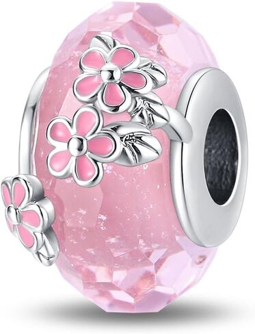 925 Sterling Silver Murano Charms, Clear Flower Beads Multi-color Women's Bracelet Necklace Jewelry Gifts in Saudi Arabia