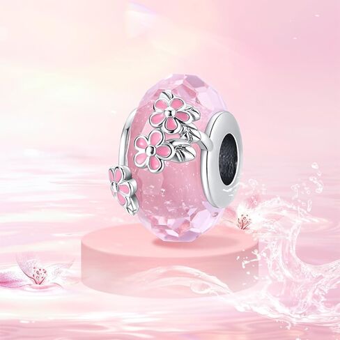 925 Sterling Silver Murano Charms, Clear Flower Beads Multi-color Women's Bracelet Necklace Jewelry Gifts in Saudi Arabia