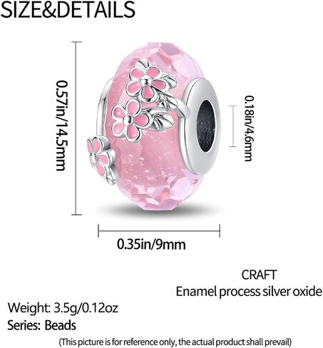 925 Sterling Silver Murano Charms, Clear Flower Beads Multi-color Women's Bracelet Necklace Jewelry Gifts in Saudi Arabia