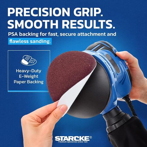 8 inch Sanding Disc Self Stick Orbital Sander Pads 25 Pack No Hole - Premium 36 Grit Sandpaper Discs Aluminum Oxide, Durable PSA Sand Paper, Round Sanding Discs Adhesive Back for Wood & Metal in Kuwait
