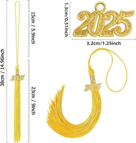 2025 Graduation Tassel Graduation Cap Tassel with 2025 Year Gold Charms for Graduate Hat Ceremonies Accessories (Gold) in Kuwait