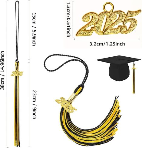 2025 Graduation Tassel Graduation Cap Tassel with 2025 Year Gold Charms for Graduate Hat Ceremonies Accessories (Gold) in Kuwait