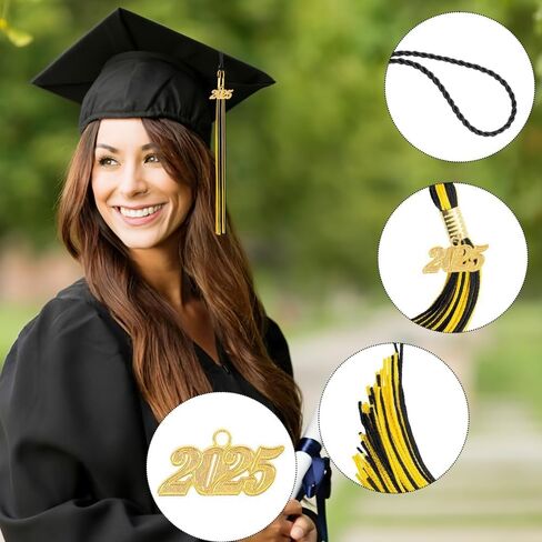 2025 Graduation Tassel Graduation Cap Tassel with 2025 Year Gold Charms for Graduate Hat Ceremonies Accessories (Gold) in Kuwait
