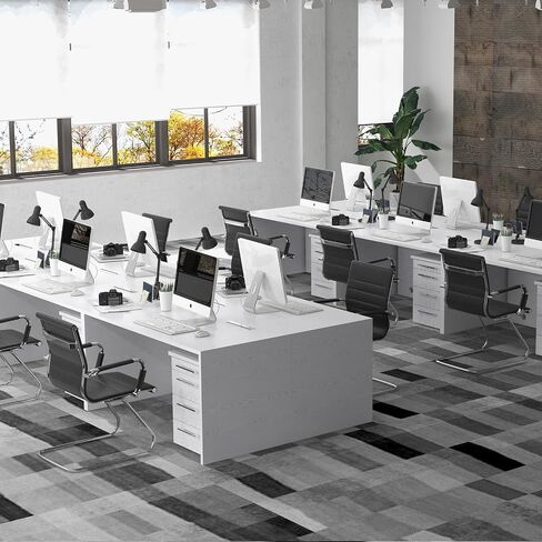 DM Furniture No Wheels Reception Chairs Guest Chair Leather Conference Chairs Back Support Heavy Duty Office Chair, Set of 2 (Deep Red) in Saudi Arabia