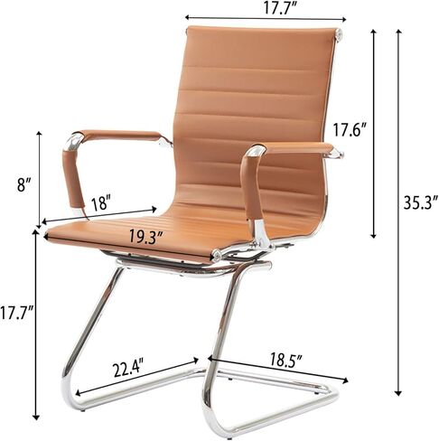 DM Furniture No Wheels Reception Chairs Guest Chair Leather Conference Chairs Back Support Heavy Duty Office Chair, Set of 2 (Deep Red) in Kuwait