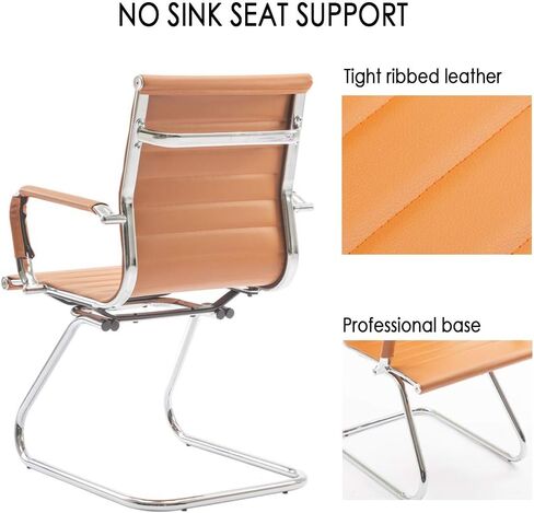 DM Furniture No Wheels Reception Chairs Guest Chair Leather Conference Chairs Back Support Heavy Duty Office Chair, Set of 2 (Deep Red) in Kuwait