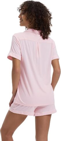 Tosmo Pajamas Pajamas مجموعة Viscose من Bamboo Short Sleeve Withour Button Down Loungewear Soft Cooling PJS in Kuwait