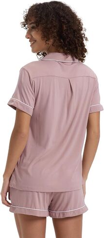 Tosmo Pajamas Pajamas مجموعة Viscose من Bamboo Short Sleeve Withour Button Down Loungewear Soft Cooling PJS in Kuwait