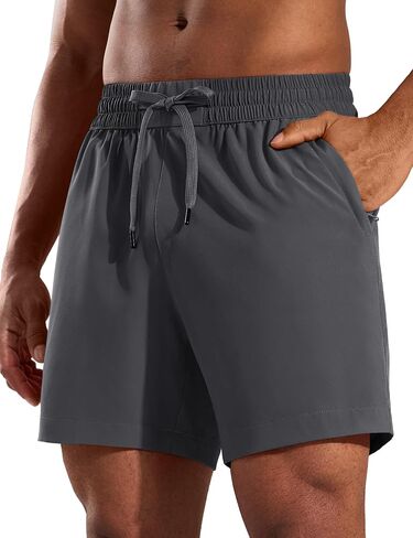 MIER Running Gym Shorts for Men 5 Inch Quick Dry Athletic Workout Shorts with Zipper Pockets, Elastic Waist, No Liner in Saudi Arabia