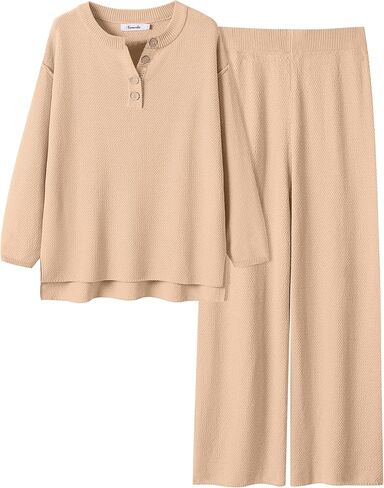ANRABESS Women 2 Piece Outfits Oversized Loose Waffle Knit Sweater Set 2025 Fall Trendy Matching Lounge Sets Cozy Clothes in Saudi Arabia