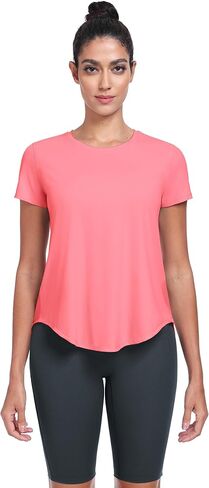 قمصان تجريب الجليدية للنساء ، وقمصان قصيرة للأكمام ، وقمصان للياقة البدنية لليوغا تي شيرت فضفاضة in Kuwait