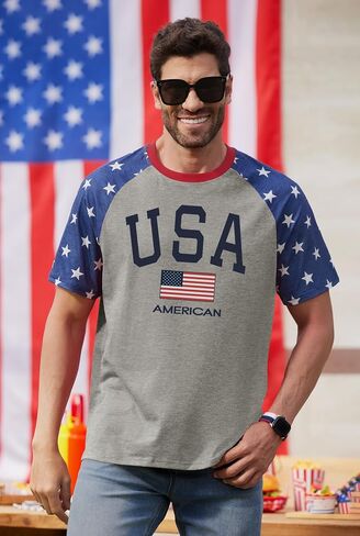 Arvilhill Mens American Flag Ralgan Shirt Graphic Patriotic 1776 4th of July T-Shirts (S-3XL) in Saudi Arabia