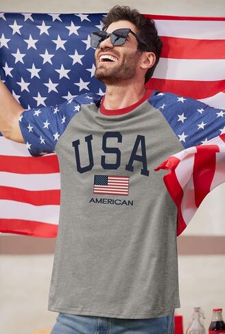 Arvilhill Mens American Flag Ralgan Shirt Graphic Patriotic 1776 4th of July T-Shirts (S-3XL) in Saudi Arabia