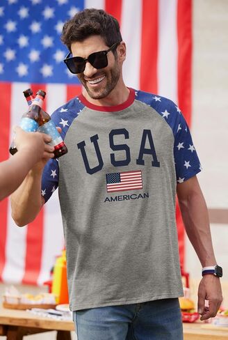 Arvilhill Mens American Flag Ralgan Shirt Graphic Patriotic 1776 4th of July T-Shirts (S-3XL) in Saudi Arabia