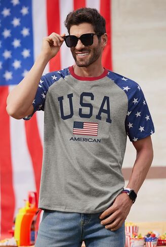 Arvilhill Mens American Flag Ralgan Shirt Graphic Patriotic 1776 4th of July T-Shirts (S-3XL) in Saudi Arabia