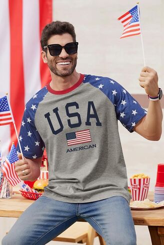 Arvilhill Mens American Flag Ralgan Shirt Graphic Patriotic 1776 4th of July T-Shirts (S-3XL) in Saudi Arabia