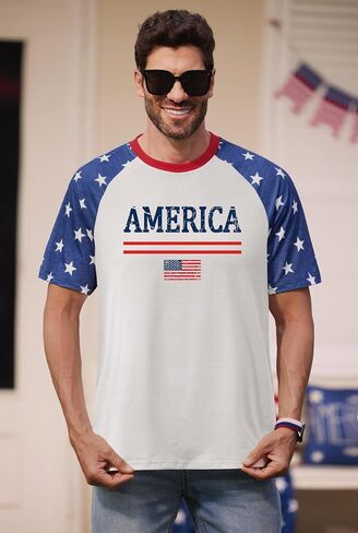 Arvilhill Mens American Flag Ralgan Shirt Graphic Patriotic 1776 4th of July T-Shirts (S-3XL) in Saudi Arabia