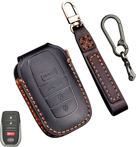 3+1 Button Leather Key Fob Cover, Compatible with Toyota Tundra 2022 2023 2024 2025~, Fit for Toyota Corolla Cross Venza Sequoia, No Screw Design Smart Key Protector(Black) in Saudi Arabia