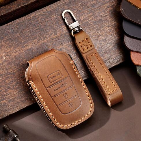 3+1 Button Leather Key Fob Cover, Compatible with Toyota Tundra 2022 2023 2024 2025~, Fit for Toyota Corolla Cross Venza Sequoia, No Screw Design Smart Key Protector(Black) in Saudi Arabia