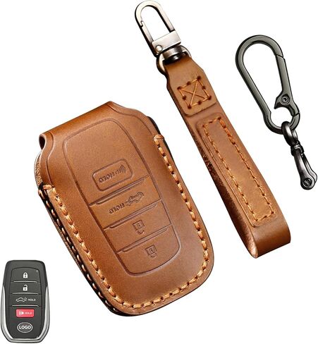 3+1 Button Leather Key Fob Cover, Compatible with Toyota Tundra 2022 2023 2024 2025~, Fit for Toyota Corolla Cross Venza Sequoia, No Screw Design Smart Key Protector(Black) in Saudi Arabia