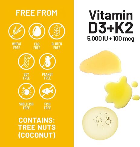 NatureWise Vegan Vitamin D3 + K2 with Organic Coconut MCT Oil - Organic D3 5000IU + Natural K2 100mcg - High Absorption Bone Support - Soy & Gluten Free - USA Manufactured - 30 Softgels[30-Day Supply] in Saudi Arabia