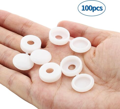 PHITUODA 50 PCS White Plastic Hinged Screw Cover Caps for Covering Screw Heads, Fold Screw Snap Covers Washer Flip Tops for Screw Protection in Kuwait