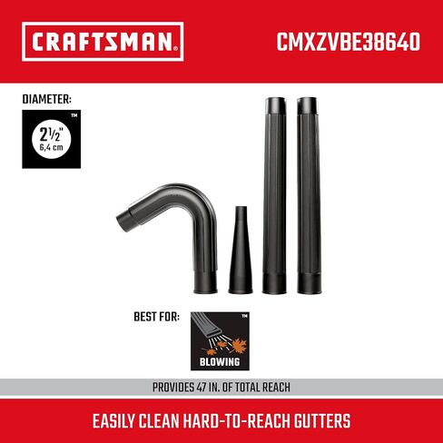 CRAFTSMAN CMXZVBE38640 2-1/2 in. 4-Piece Wet/Dry Vacuum Gutter Cleaning Kit for Shop Vacuums,Black in Saudi Arabia