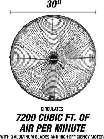 OEMTOOLS OEM24894 30" Outdoor Oscillating Wall Fan, 7200 CFM Large Industrial Fan, Wall Mount Oscillating Fan For Garage, Outdoor Oscillating Fans For Patios, Waterproof Shop Fans, Heavy Duty, 30 Inch in Saudi Arabia
