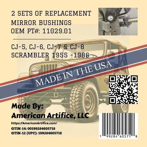 Mirror Bushing American Made Replacement 2x Sets for Vehicle CJ Models 1955-1986 PT# 83500261 in Saudi Arabia