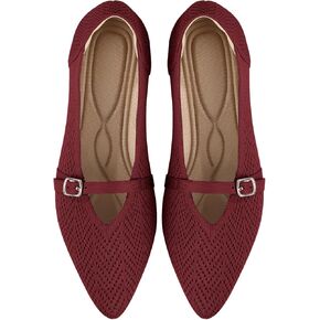 Flats for Women Pointed Toe Knit Ballet Comfortable Dressy Washable Mary Jane Flat Shoes