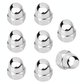 8 PCS License Plate Retainer Nuts/Screws Compatible with Volvo S60/ XC90/ OEM Part 968458 (Screws onto Existing Stud) - Tall Dome 304 Stainless Steel License Plate Screw Caps - Silver