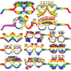 HOWAF GAY PRIDE GREABOW PAPER GANSES ، 26 PACK LGBT GAY PRIDE GROPSES Party Photo Photo Photo Props Fancy Dress Costume Assories for Women Man Gay Prid
