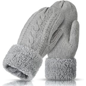 Geyoga Winter Warm Mittens for Women Cozy Thick Knitted Gloves Soft Lining Cold Weather Accessories Gifts