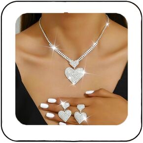 UniCra Crystal Heart الزفاف الزفاف المجوهرات مجموعة الفضة راينستون قلادة أقراط مجموعات المجوهرات الأزياء الرسمية للنساء والعرائس