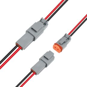 2 PCS D-Eutsch DT 2 PIN مع سلك كابل AWG 16 ، 2 طريقة DT موصل كهربائي مضاد للماء لقوارب شاحنة السيارة LED ضوء العمل