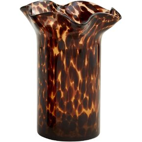 Mud Pie Shuffle Glass Glass Vase ، كبير ، 9.5 "× 7.25"